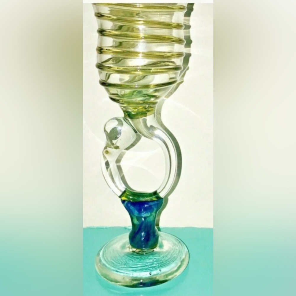 Vintage Peter Bramhall Hand Blown Goblet Chalice 3-19-1979 Original Owner